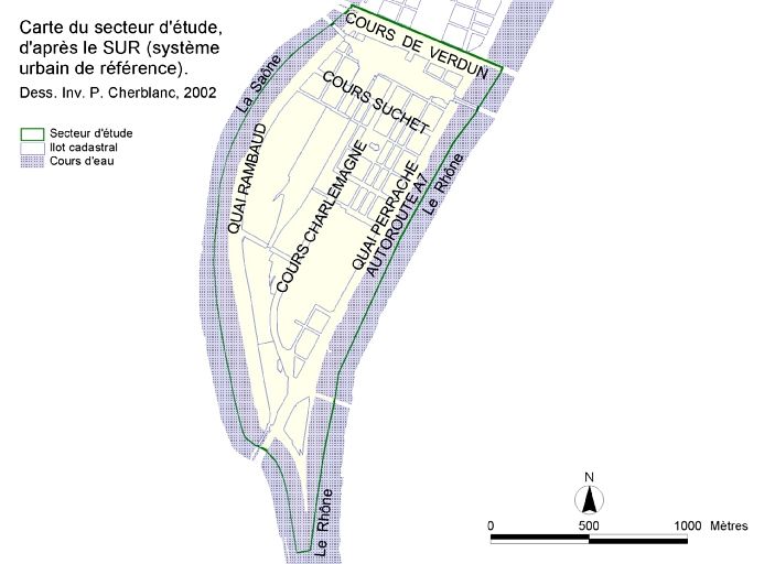 Carte du secteur d'étude d'après le SUR (système urbain de référence)