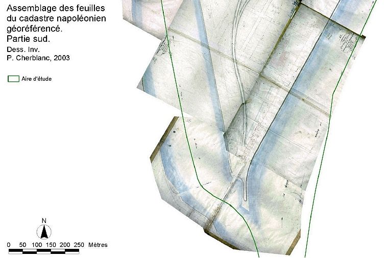 Assemblage des feuilles du cadastre napoléonien géoréférencées. Partie sud