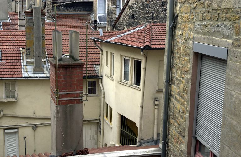 Pavillon d'escalier, élévation, vue latérale de la partie supérieure.