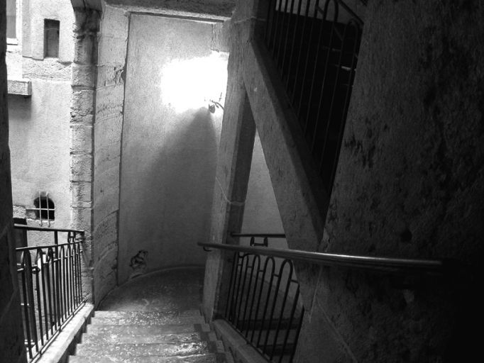 Pavillon d'escalier, vue intérieure depuis le palier du 2e étage.