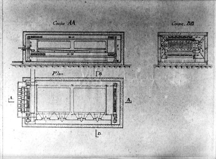 Plan et coupe des entrepôts
