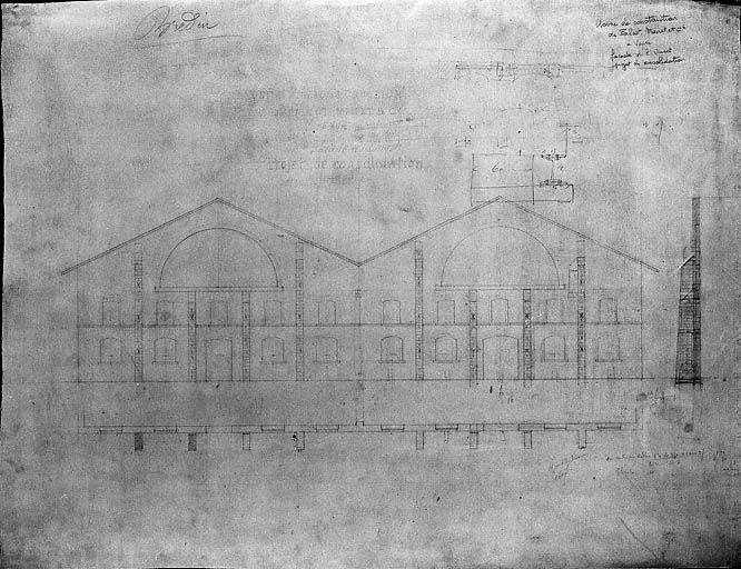 Plan de la façade ouest renforcée par H. Feuga architecte