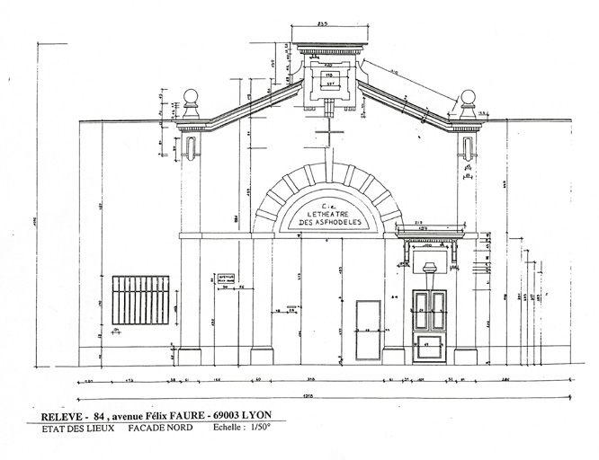 Relevé façade nord, éch. 1/50e, N. Cornu architecte