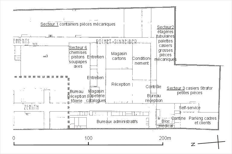 Plan de localisation des ateliers partie sud (documentation Fondation de l'automobile Marius Berliet)