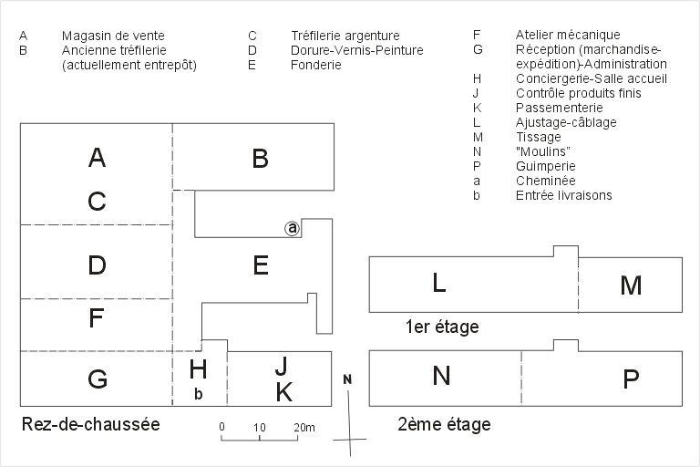 Plan général de localisation des activités au rez-de-chaussée, 1er étage et 2e étage (Paul Cherblanc)