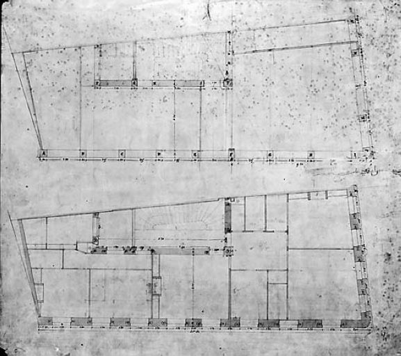 Feuille 4 r°, [Plan du rez-de-chaussée et d'un étage carré], par H. Feuga, 1869.