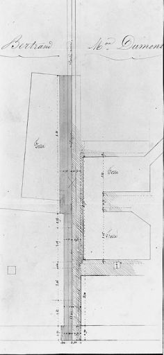 Feuille 5, [Plan des fosses de l'immeuble et de celui mitoyen], par H. Feuga, 1869.