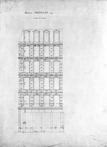 Feuille 7, Façade en retour [rue Longue], par H. Feuga, 1869.