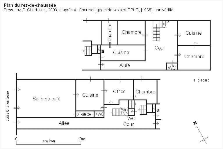 21 cours Charlemagne. Plan du rez-de-chaussée, d'après A. Charmet