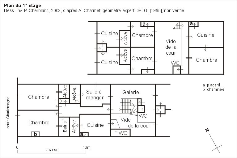 21 cours Charlemagne. Plan du 1er étage, d'après A. Charmet