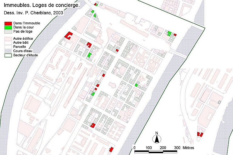 Carte de repérage et de typologie des loges de concierge