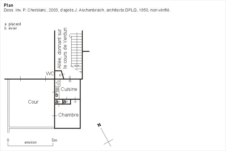 38 cours de Verdun. Plan de la loge de concierge