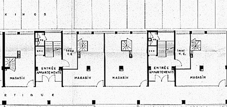 72-82 cours Charlemagne. Extrait du plan du rez-de-chaussée. Place de l'ascenseur