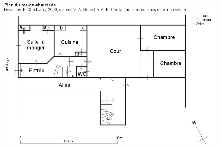 Plan du rez-de-chaussée, d'après V.-A. Robert et A.-E. Chollat