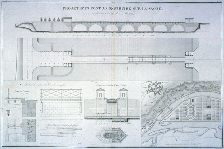 Projet d'un pont à construire sur la Saône, [vers 1830]