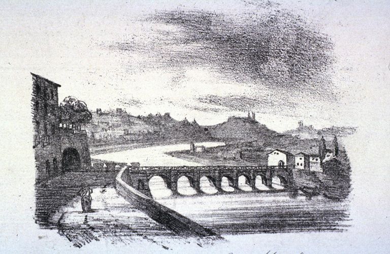 Pont d'Orléans, la Mulatière et voûte du chemin de fer, lithogr., [2e quart XIXe siècle]