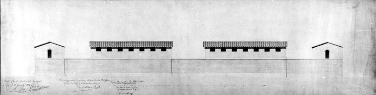 Projet d'abattoir. Elévations latérales, par L. Dupasquier et V. Farge, 16 décembre 1827