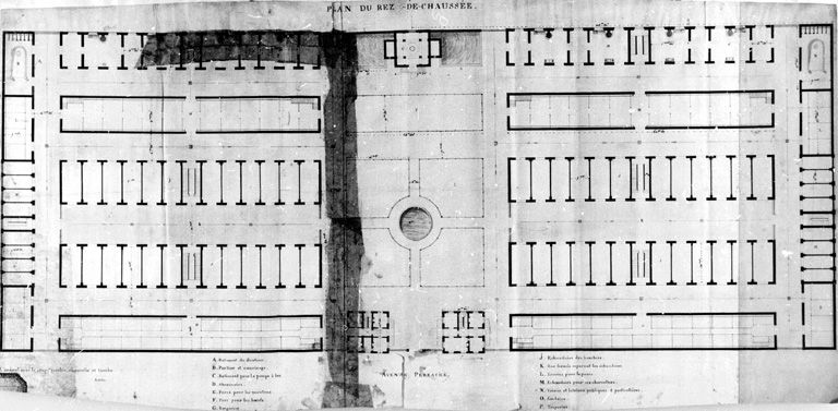 Projet d'abattoir. Plan du rez-de-chaussée, [vers 1828]