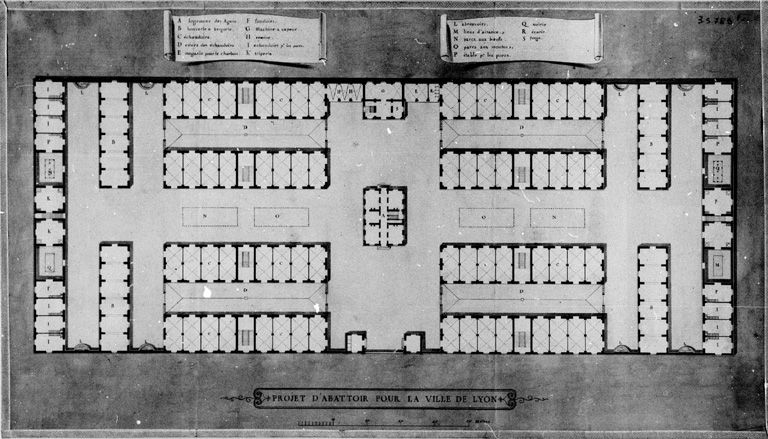 Projet d'abattoir. Plan du rez-de-chaussée, [vers 1830]