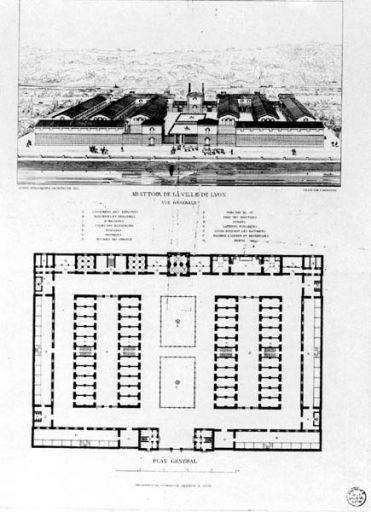 Vue et plan général / L. Dupasquier architecte, grav. / P. Bernard, [1836]