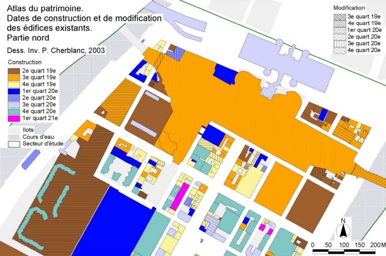 Atlas du patrimoine. Dates de construction et de modification des édifices existants. Partie nord