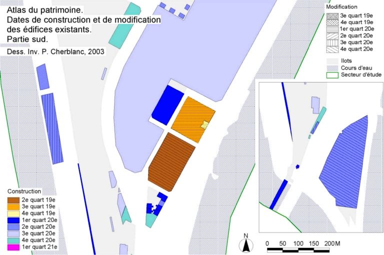 Atlas du patrimoine. Dates de construction et de modification des édifices existants. Partie sud
