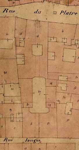 Plan-masse extrait du plan cadastral levé en 1831, section G.
