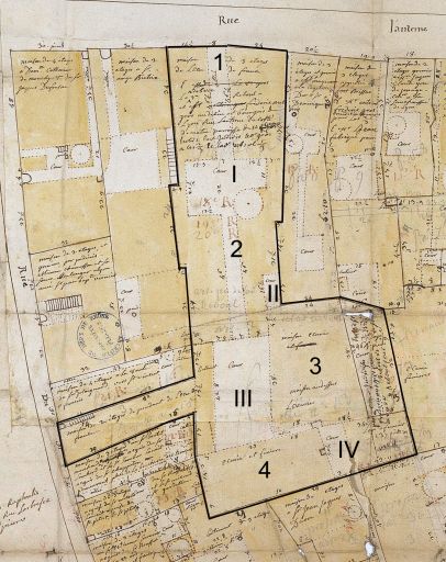 Plan-masse, extrait d'un plan terrier du prieuré de la Platière, 1756.