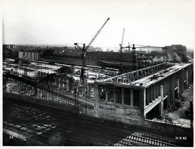 Construction du hangard de la guillotière (archive SNCF)