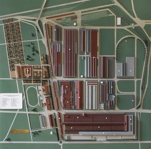 Maquette de l'usine de Vénissieux, vue d'ensemble du site