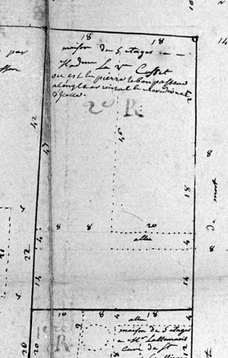 Plan à Lyon, parroisse de la Platière, (...). Rente du prieuré de la Platière. Levé en 1755, détail.