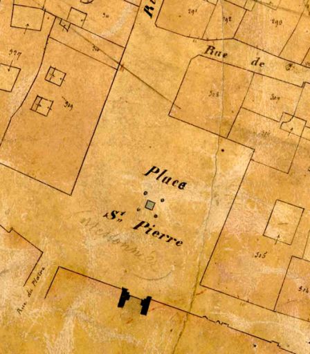 Plan de la fontaine à pompe, extrait du plan cadastral levé en 1831, section F.