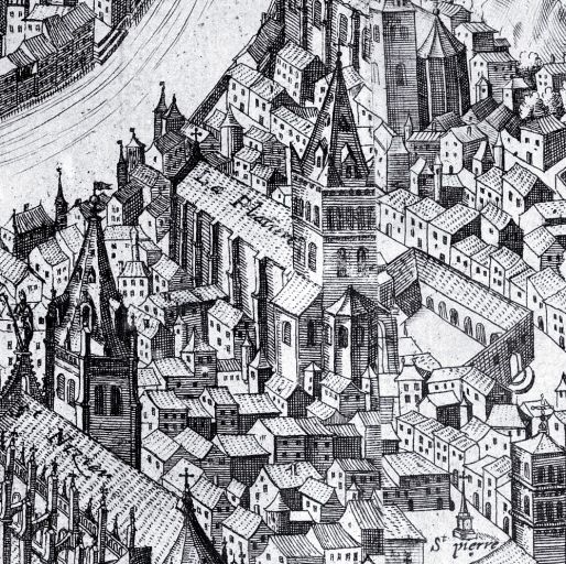 Lugdunum [dit : Grande Vue], par Simon Maupin, 1625, détail du prieuré.