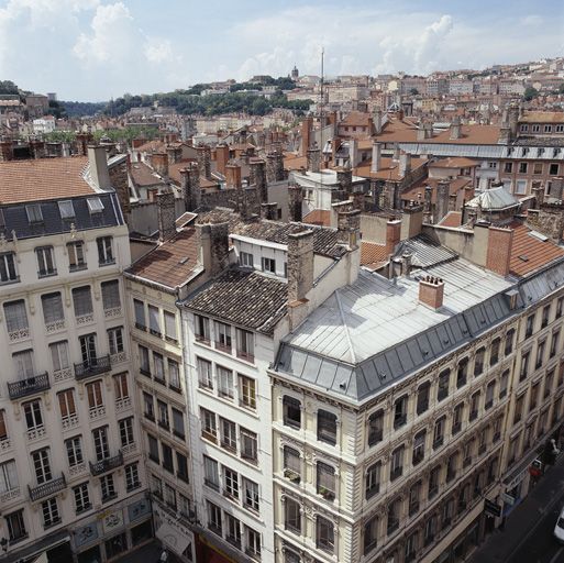 Vue générale de situation depuis la tour nord de la collégiale Saint-Nizier.