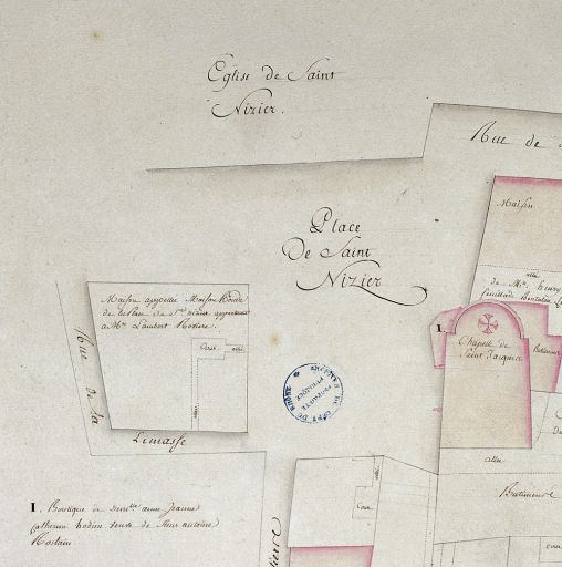 Plan, extrait des Plans de la rente de Saint-Nizier, 1776, feuille 7.