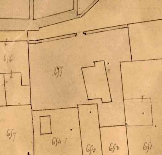 Plan-masse de l'ancien presbytère, extrait du plan cadastral levé en 1831, section H2.