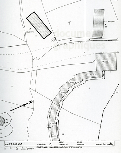 Plan de situation d'après le plan cadastral, 1992, section AC.