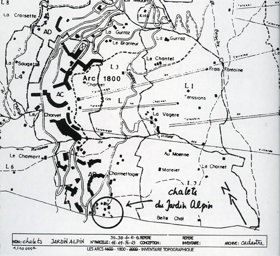 Plan de situation, d'après le plan cadastral, 1992, tableau d'assemblage.
