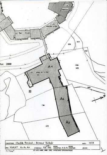 Plan masse, d'après le plan cadastral, 1988, section K.