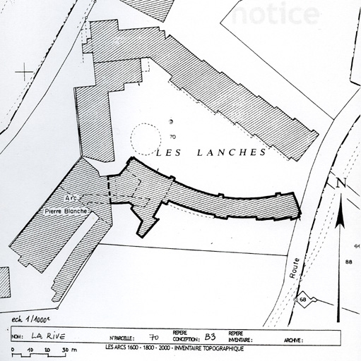 Plan masse d'après le plan cadastral, section AH.