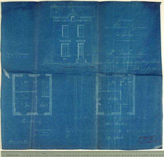 314 WP 1910 permis 527, plans, façade d'une maison individuelle au 24 rue Littré