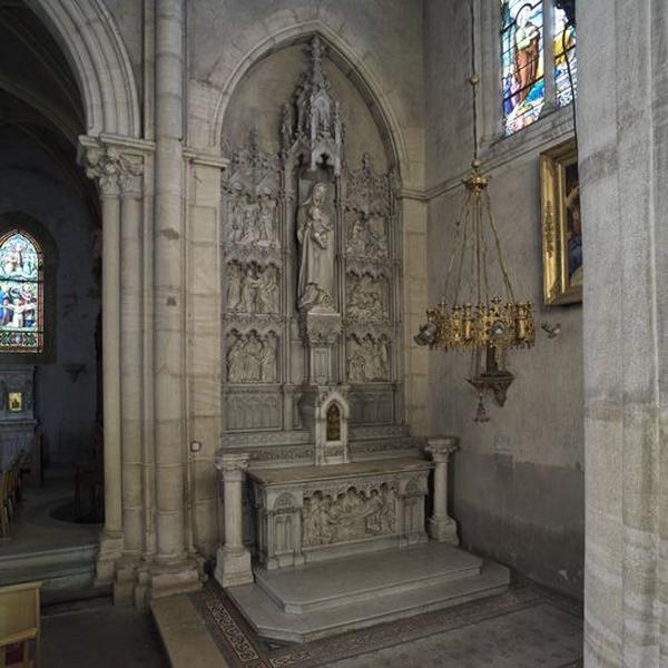 Autel, tabernacle, retable de la Vierge (autel secondaire, autel tombeau, tabernacle architecturé, retable architecturé)