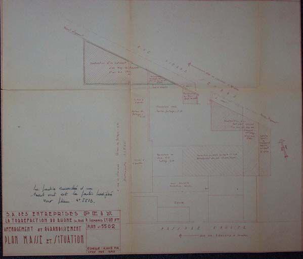 La torréfaction du rhône ; surélévation d'un étage d'entreprôt ; plan de situation (1955)