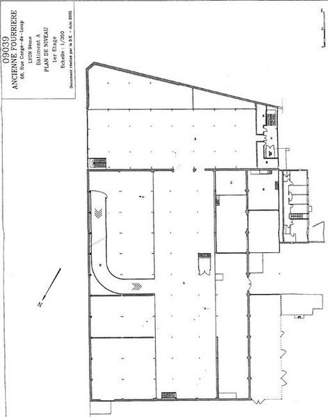 Plan de niveau, bâtiment A, ancienne fourrière, 1er étage, détail rampe d'accès véhicule