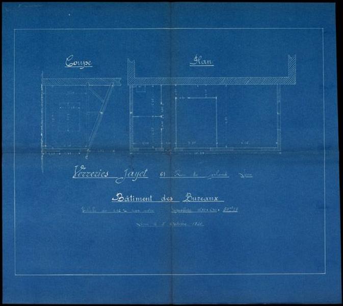 Plan de la Verrerie Jayet : bâtiments et bureaux