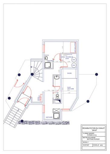 Réhabilitation du chalet Yacca. Plan du niveau 1. Etat avant transformation [entrée] / Florine Burger, 2007