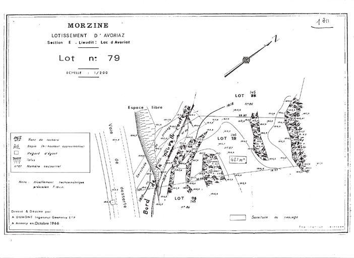 Plan topographique d'Avoriaz / A. Dumont, 1966. Situation du chalet Armonia