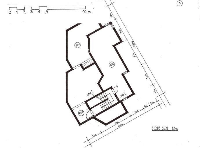 Second projet de J. Labro, 1987. Plan du sous-sol