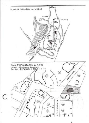 Second projet / J. Labro, C. Marullaz, 1991. Plan de situation, plan d'implantation