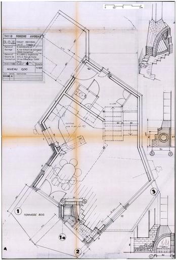 Chalet Roverato. Dossier de consultation des entreprises. Plan niveau 0 / Jacques Labro, 1er mars 1988 (A. privées J. Labro)